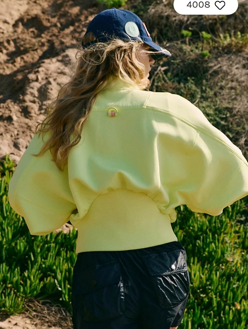 Free People Yellow Cropped Bombet Oversized Soft Jscket